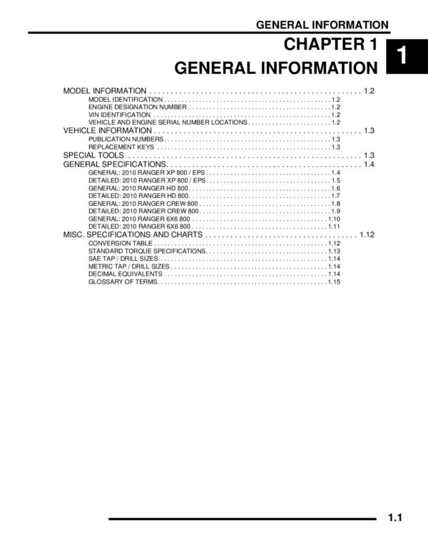 2010 Polaris Ranger XP HD Crew Side x Sides Service Repair Manual