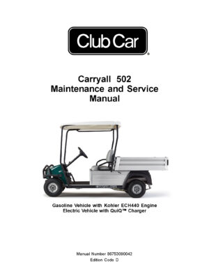 2020 Club Car Carryall 502 Utility Vehicles Service Repair Manual