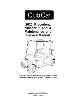 2020 Club Car Precedent Villager 2 4 Golf Carts Service Repair Manual