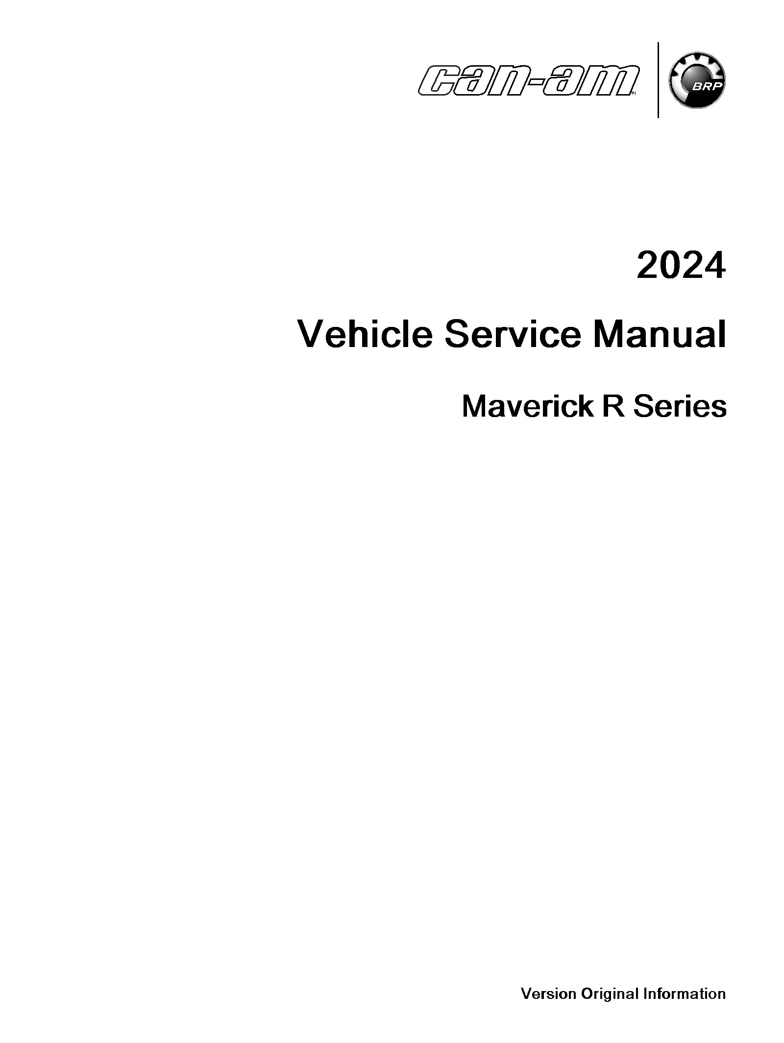 2024 Can-Am Maverick R Side x Sides Service Manuals