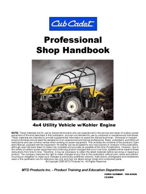Cub Cadet 4x4 Utility Vehicles Side x Side Service Repair Manual